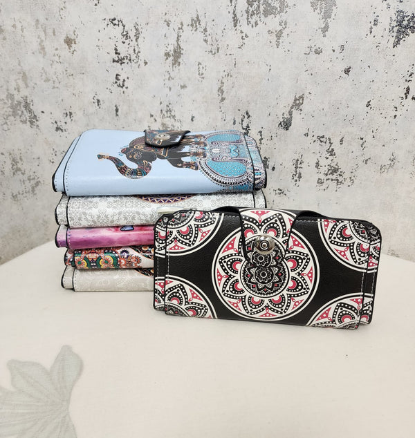 Bohemian Mandala Print Women's Wallet – Long PU Leather Organizer Purse
