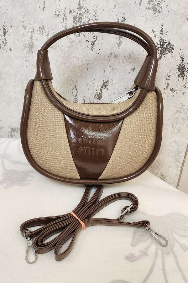 Vintage Canvas & Leather Shoulder Bag – Women's Crossbody Handbag