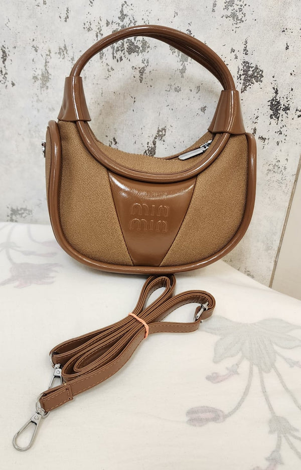 Vintage Canvas & Leather Shoulder Bag – Women's Crossbody Handbag