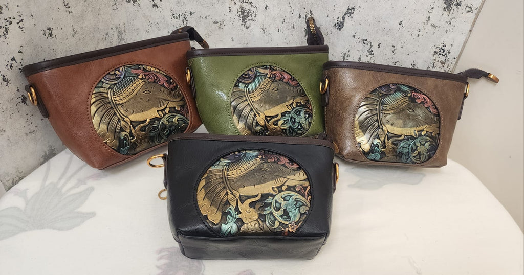 Vintage Elephant Art Sling Bag Small