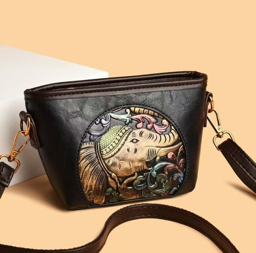 Ganesha Embossed Sling Bag – Premium Designer Crossbody Handbag
