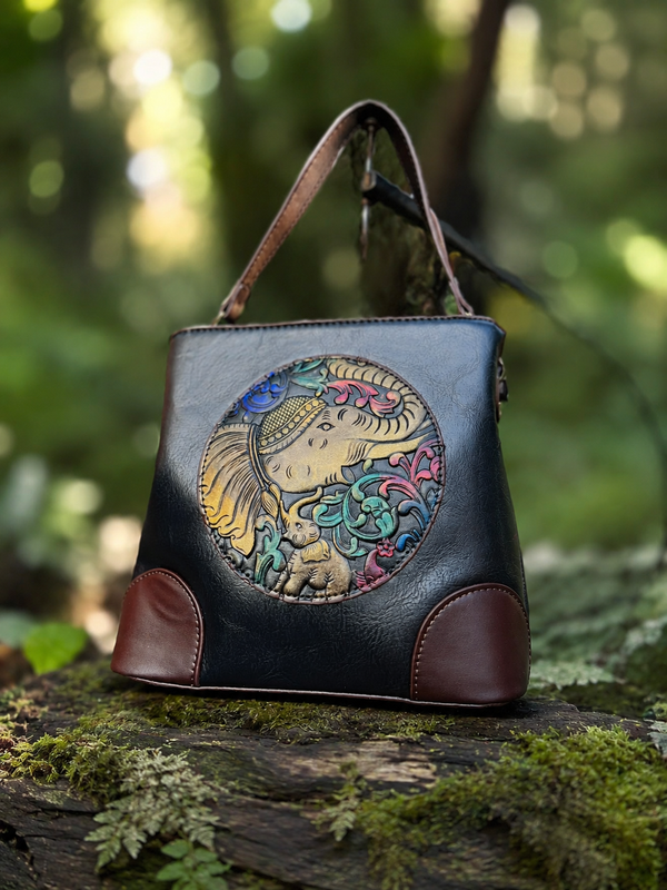 Vintage Elephant Art Sling Bag Large